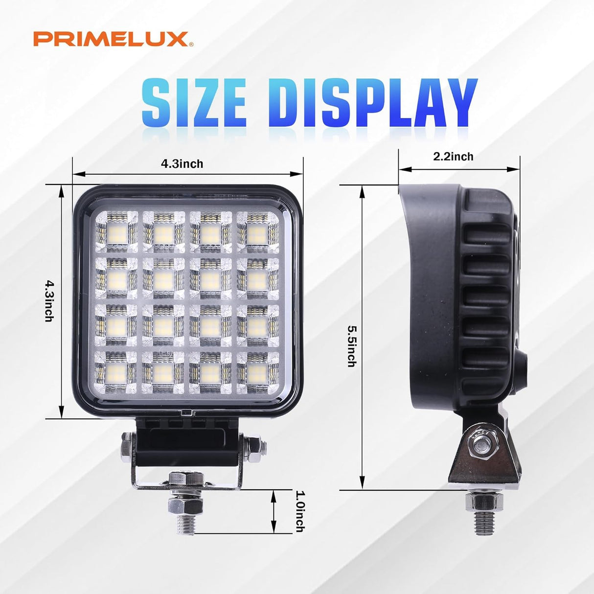 4.3 Inch 6300 Lumen Square LED Work Light - Model PX2096 - 2 Pack