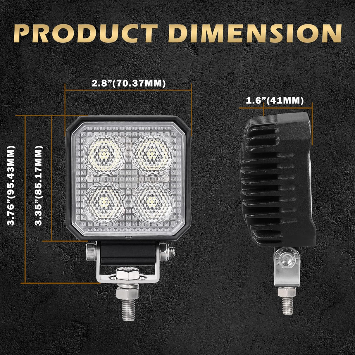 2.8 Inch 2000 Lumen Square LED Work Light - Model PX0724 - 2 Pack